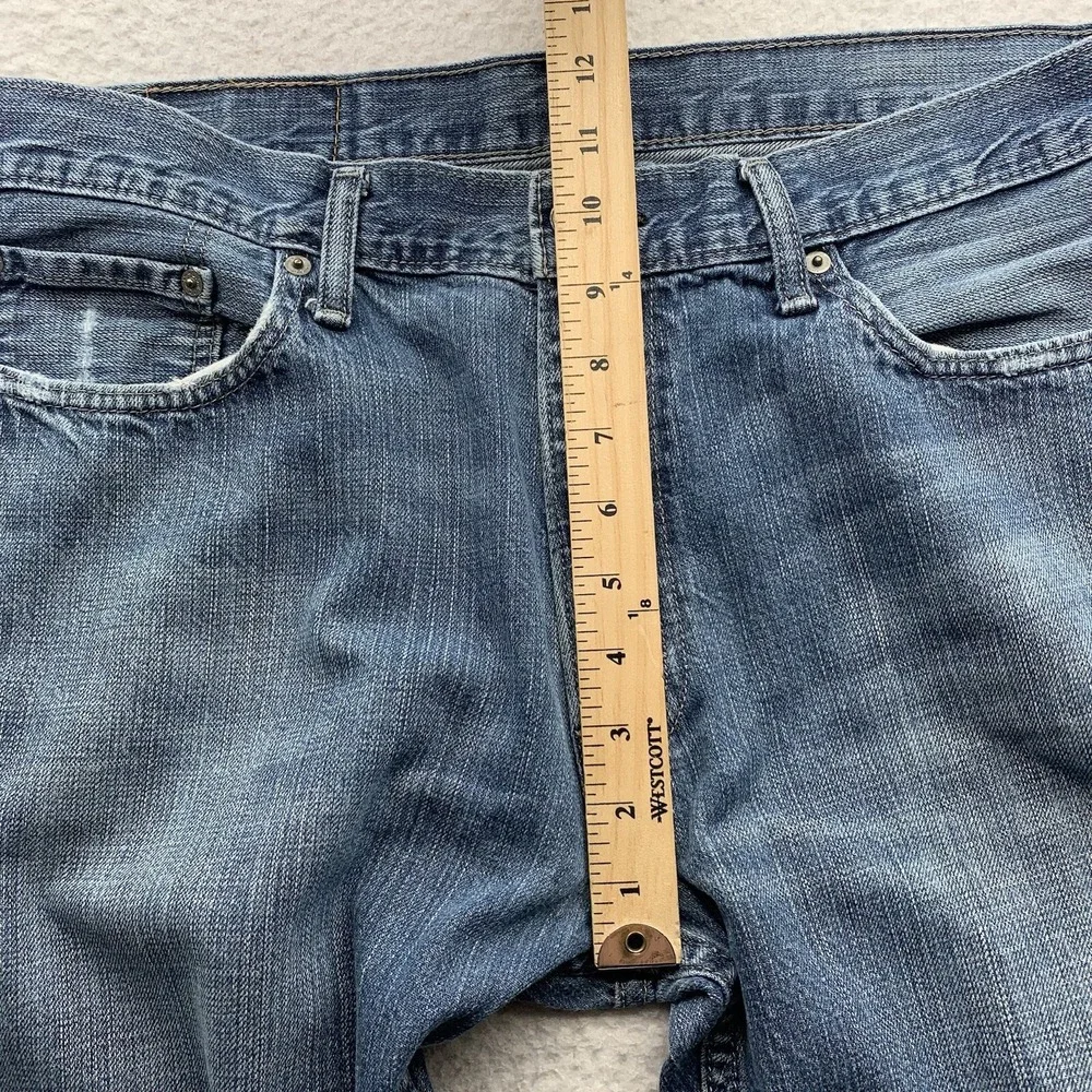 Levi's 514 Jeans Mens 37x30 (Tag 36x30) Light Blue Stone Wash Whiskered Western